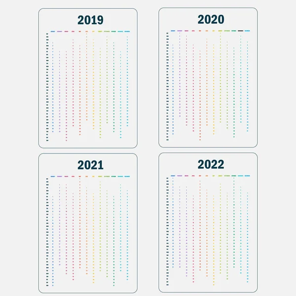 Calendario 2019 Calendario 2020 Calendario 2021 2022 Template Calendar Design — Archivo Imágenes Vectoriales