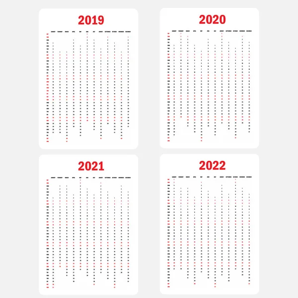 Kalendář 2019 2020 Kalendář Kalendář 2021 2022 Šablona Návrh Kalendáře — Stockový vektor