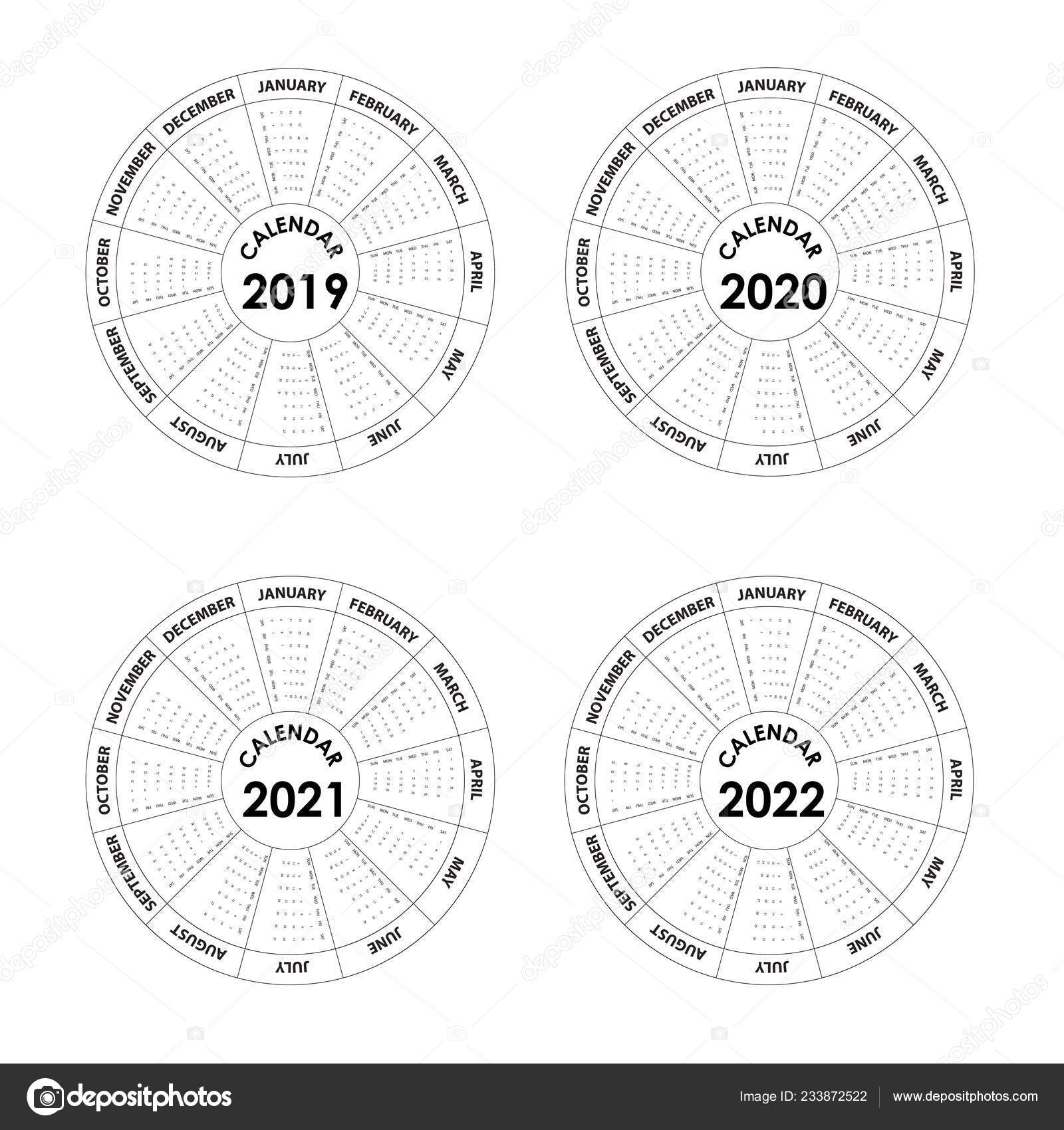 Calendar 2019 2020 2021 2022 Calendar Template Calendar Design Yearly Stock Vector C Chatchai5172 233872522 2019 2021 calendar black circle