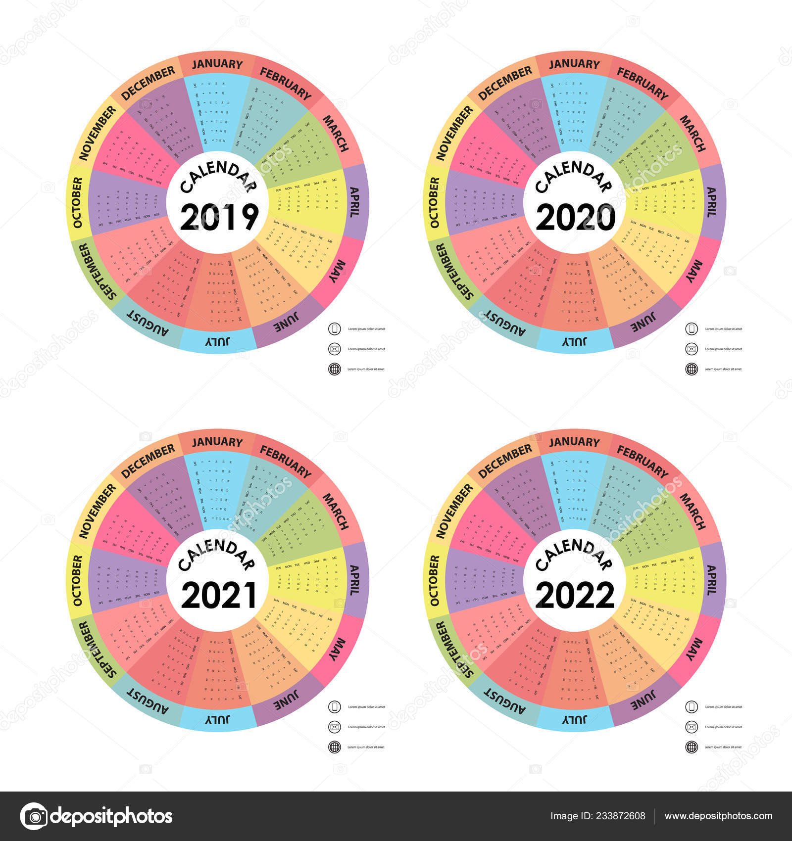 Calendar 2019 2020 2021 2022 Calendar Template Calendar Design Yearly Stock Vector C Chatchai5172 233872608