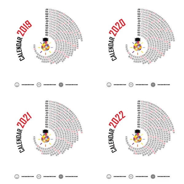 Calendario 2019 2020 2021 2022 Plantilla Calendario Plantilla Papelería Diseño — Archivo Imágenes Vectoriales