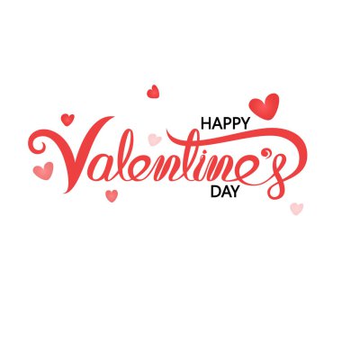 Mutlu sevgililer günü tipografi Poster.Handwritten hat Text.Valentines romantik tebrik kartı logo. Retro vintage logo tarzı seviyorum. Vektör çizim 