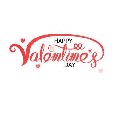Mutlu sevgililer günü tipografi Poster.Handwritten hat Text.Valentines romantik tebrik kartı logo. Retro vintage logo tarzı seviyorum. Vektör çizim 