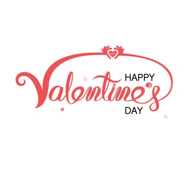 Mutlu sevgililer günü tipografi Poster.Handwritten hat Text.Valentines romantik tebrik kartı logo. Retro vintage logo tarzı seviyorum. Vektör çizim 