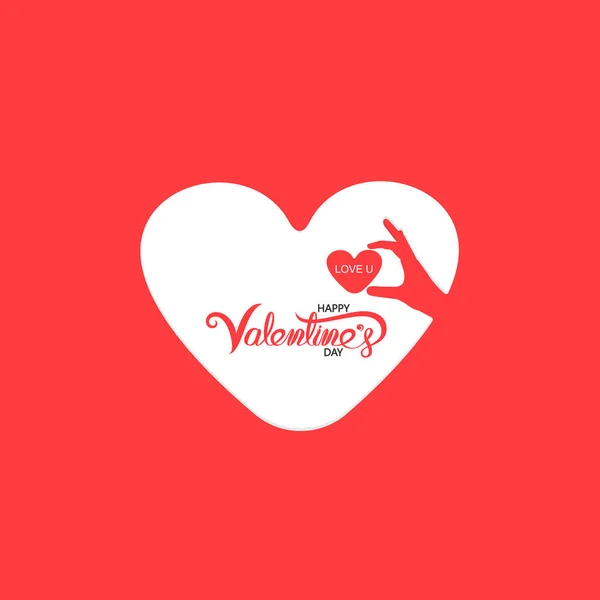Coração Vermelho Embrace Valentines Mão Romântico Cartão Logo Love Retro Ilustrações De Stock Royalty-Free