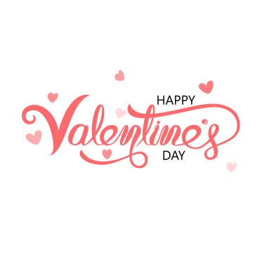Mutlu sevgililer günü tipografi Poster.Handwritten hat Text.Valentines romantik tebrik kartı logo. Retro vintage logo tarzı seviyorum. Vektör çizim 