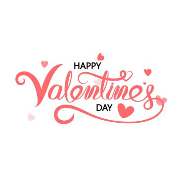 Mutlu sevgililer günü tipografi Poster.Handwritten hat Text.Valentines romantik tebrik kartı logo. Retro vintage logo tarzı seviyorum. Vektör çizim 