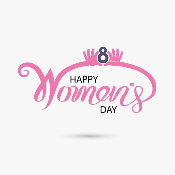 ピンクのハッピー国際女性の日誤植デザイン Elements International 女性の日シンボル 国際女性の日の概念のためのミニマルなデザイン ベクトル図 — ストックベクタ