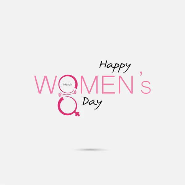 ピンクのタイポグラフィ デザイン Elements Happy 女性の日 国際女性の日のシンボル 国際女性の日の概念のためのミニマルなデザイン ベクトル図 — ストックベクタ