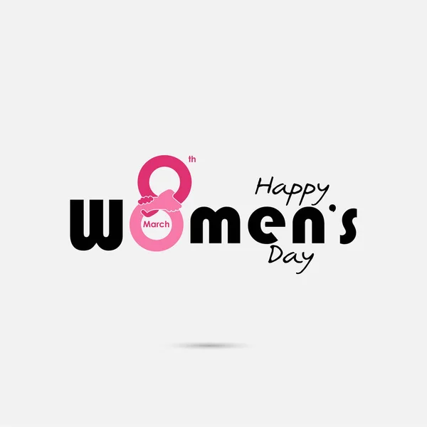 ピンクのタイポグラフィ デザイン Elements Happy 女性の日 国際女性の日のシンボル 国際女性の日の概念のためのミニマルなデザイン ベクトル図 — ストックベクタ