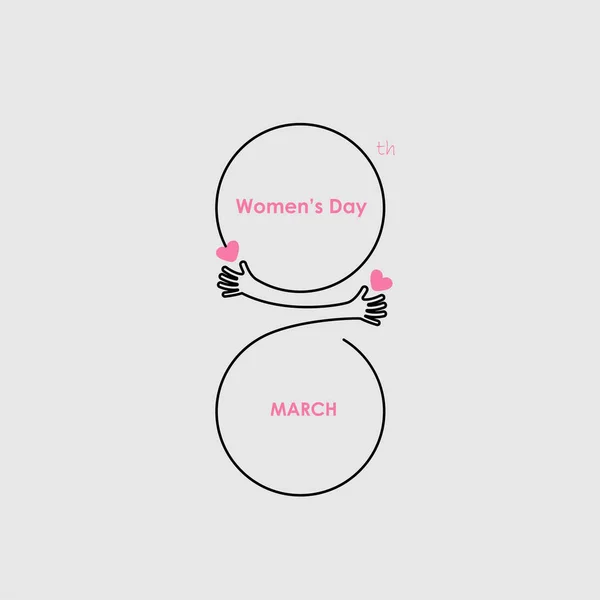 Pink Happy Día Internacional de la Mujer Diseño Tipográfico Elemen — Archivo Imágenes Vectoriales