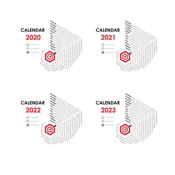 Šablony kalendáře 2020, 2021, 2022 a 2023. Šestihranná šap — Stockový vektor