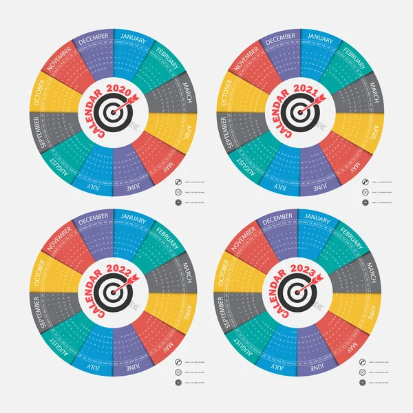 Calendário 2020, 2021,2022 e 2023 Modelo de Calendário. — Vetor de Stock