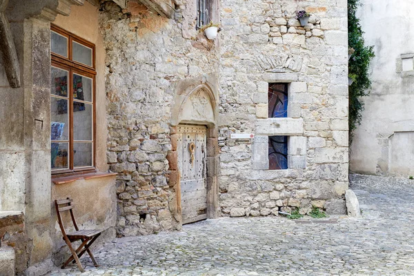 Средневековый Дом Деревне Лаграсс Юге Франции — стоковое фото