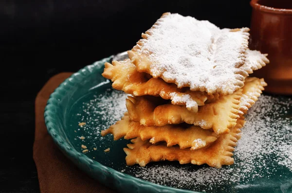 Frappe Italiano Chiacchiere Típicos Buñuelos Carnaval Italianos Espolvoreados Con Azúcar — Foto de Stock