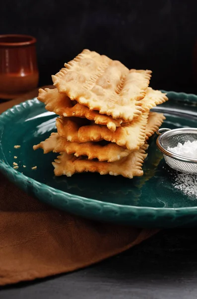 Italian Frappe Chiacchiere Typical Italian Carnival Fritters Dusted Powdered Sugar — Stock Photo, Image