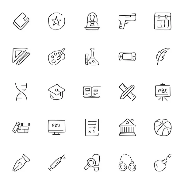 Dibujado Mano Estilo Boceto Conjunto Iconos Línea Editables — Archivo Imágenes Vectoriales