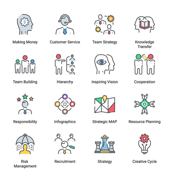 Bedrijfsstrategie Dunne Kleurlijn Pictogrammen Bewerkbaar Vector — Stockvector