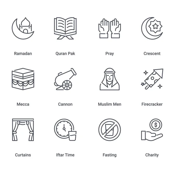 Simple Set Ramadan Kareem Line Icon Set Design Ramadan Islamic — Stock Vector