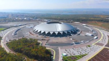 Rusya 'nın Samara kentindeki Cosmos Arena stadyumunda havadan uçuş. İnsansız hava aracı tarafından çekiliyor.