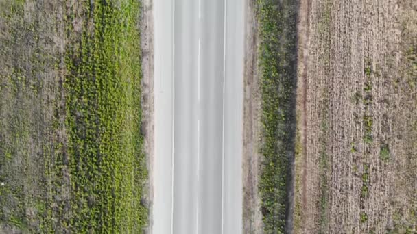 Luft über einer leeren Autobahn. per Drohne aufgenommen, mit Blick nach unten — Stockvideo