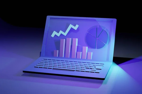 Business statistics and graphs on a laptop screen