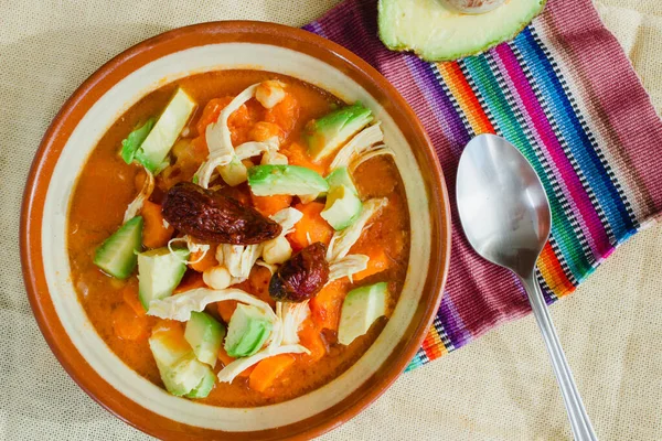 Caldo Tlalpeno Auténtica Sopa México —  Fotos de Stock