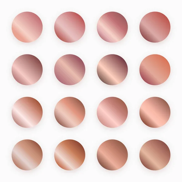 Soft shiny pink rose gold gradient swatches vector set for designing poster, banner, label, flyer etc. Swatches file for illustrator included.