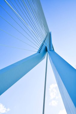 Rotterdam, Hollanda - 2 Eylül 2019: Erasmusbrug, diğer adıyla Swan. Alt görünüm.