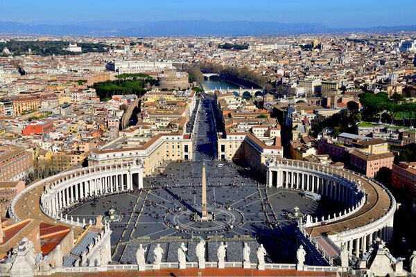 St. Peter's Square, Piazza San Pietro in Vatican City, Rome, Italy. View from St. Peter's Basilica dome.