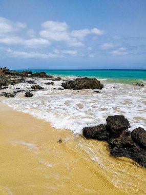 Fuerteventura sahilinde güneşli bir gün