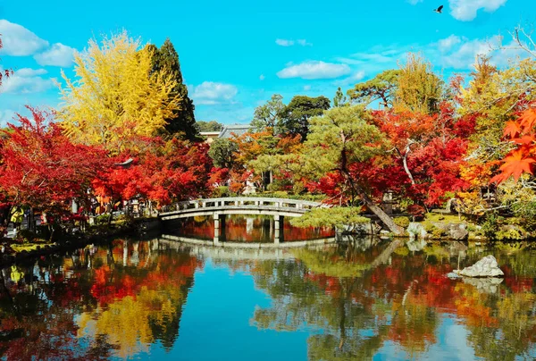 Stone Bridge Pond Eikando Temple Autumn Season Kyoto Japan — Stock Photo, Image