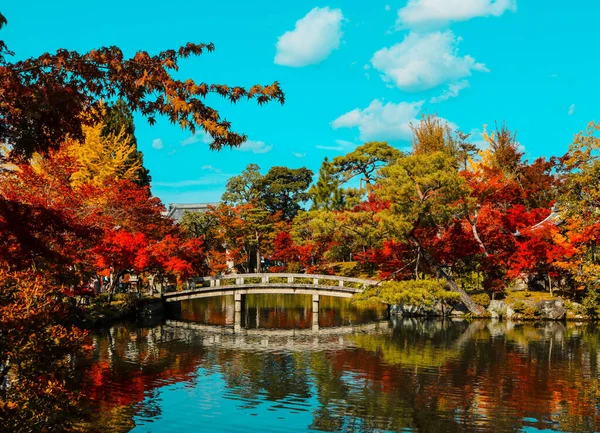 Stone Bridge Pond Eikando Temple Autumn Season Kyoto Japan — Stock Photo, Image