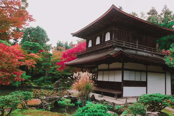 Silberner Ginkaku Pavillon Und Herbstbaum Während Der Herbstsaison Kyoto Japan — Stockfoto