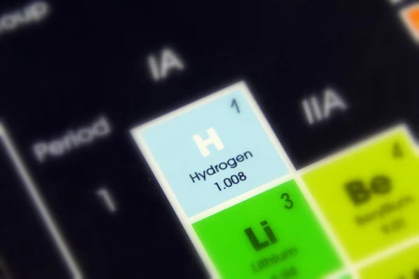 Chemical element Hydrogen with the symbol H and atomic number 1.