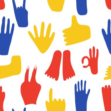 Soyut eller ve bacaklar farklı pozlarda kusursuz desen. El çizimi şekiller. Çeşitli karalama elementleri. 