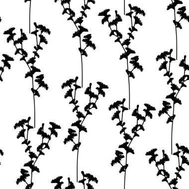 Moda siyah ve beyaz vektör dokusu. Tek krom çiçekli, dikişsiz desen. Moda, kumaş, döküntü baskı, duvar kağıdı.. 