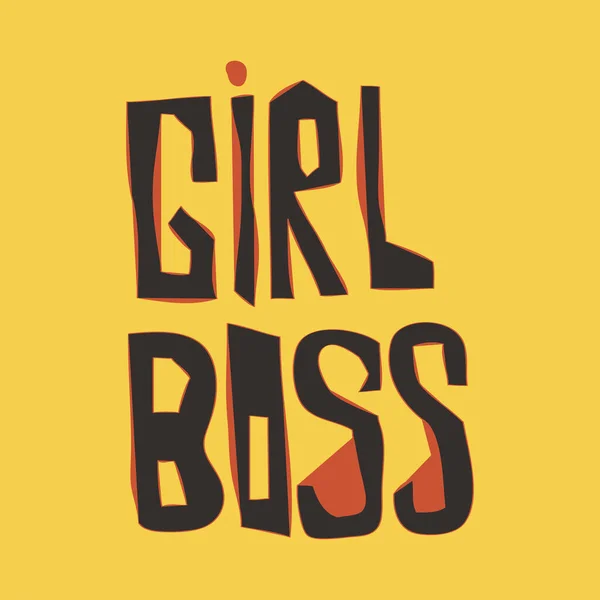 Girl boss: kutipan feminis inspirasional. Unik tangan digambar huruf. Poster templat dengan frase motivasi. - Stok Vektor