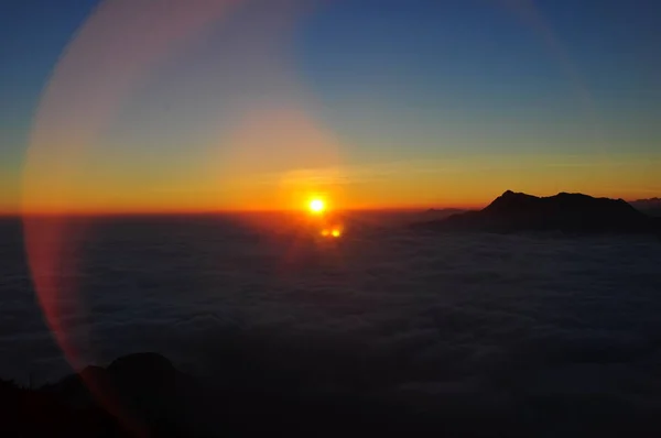 Sonnenaufgang Auf Dem Kiquansan Berg Vietnam — Stockfoto