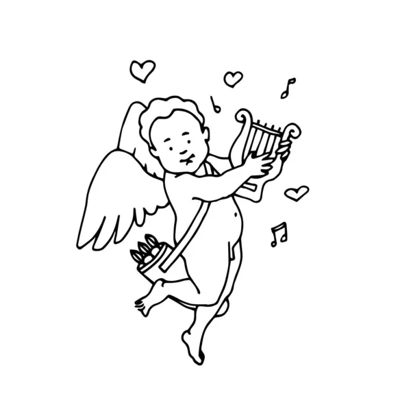 Drôle Garçon Cupidon Avec Lire Dieu Amour Décoration Saint Valentin — Image vectorielle