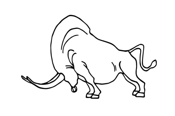 Taureau Sauvage Fort Agressif Avec Longues Cornes Pour Logo Emblème — Image vectorielle
