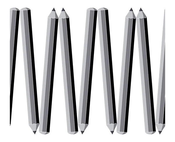 Geometric Horizontal Seamless Pattern Graphite Pencils Borders Frames Decorative Ornaments — Stock Vector