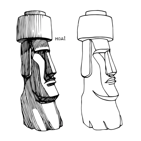 Estatua Piedra Isla Pascua Monumento Moai Monumento Turístico Exótico Ilustración — Vector de stock