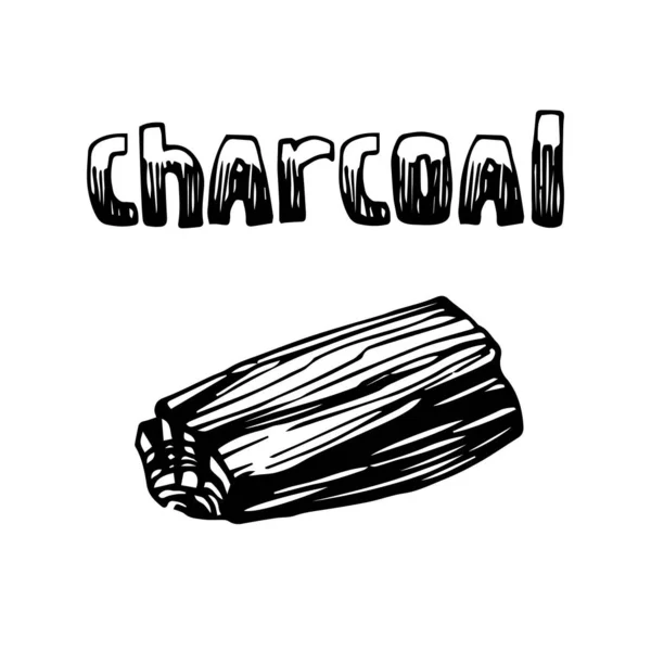 Carbón Vegetal Leña Para Chimenea Barbacoa Logotipo Emblema Decoración Ilustración — Vector de stock