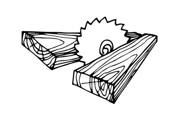 Циркулярная Пила Диск Деревянные Доски Примитивный Значок Логотип Векторная Иллюстрация — стоковый вектор