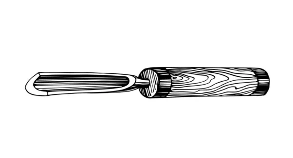 Cinzel Profissional Com Alça Madeira Ferramenta Carpintaria Para Ícone Logotipo —  Vetores de Stock