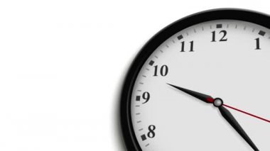 Beyaz arka planda saat animasyonu, yarım saat bir köşede görünür