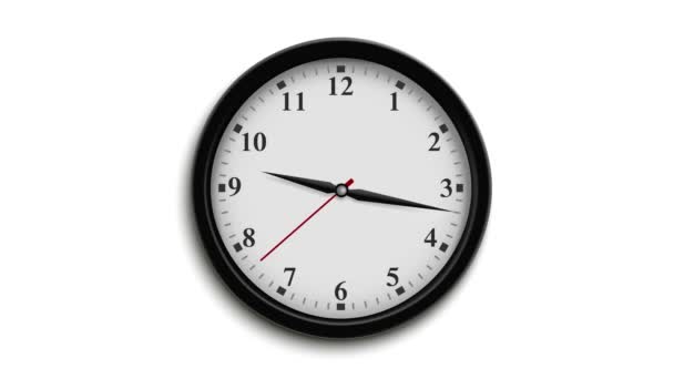 Анімація годинника на білому тлі, напівгодинник видно — стокове відео