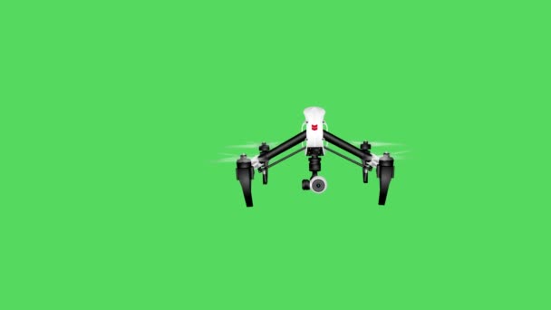 Dron Quadcopter na zelené obrazovce, dodávka Dron Létání s pozadím v zelené obrazovce — Stock video