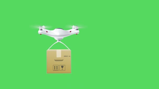 Drone Quadcopter on green screen, delivery Drone Flying με φόντο την πράσινη οθόνη — Αρχείο Βίντεο